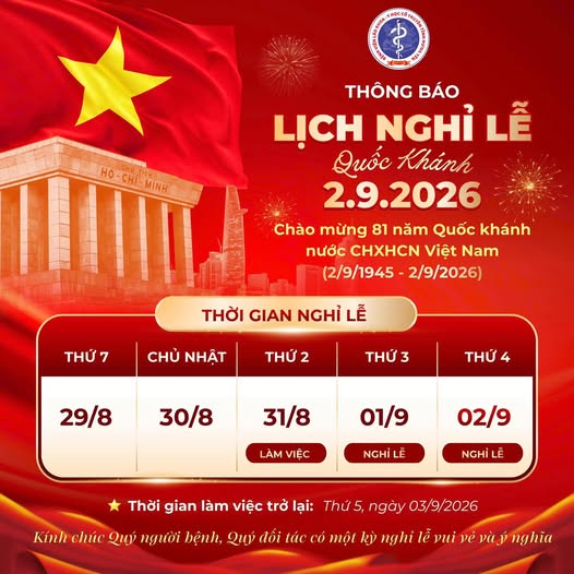 THÔNG BÁO LỊCH NGHỈ LỄ QUỐC KHÁNH 2/9/2026